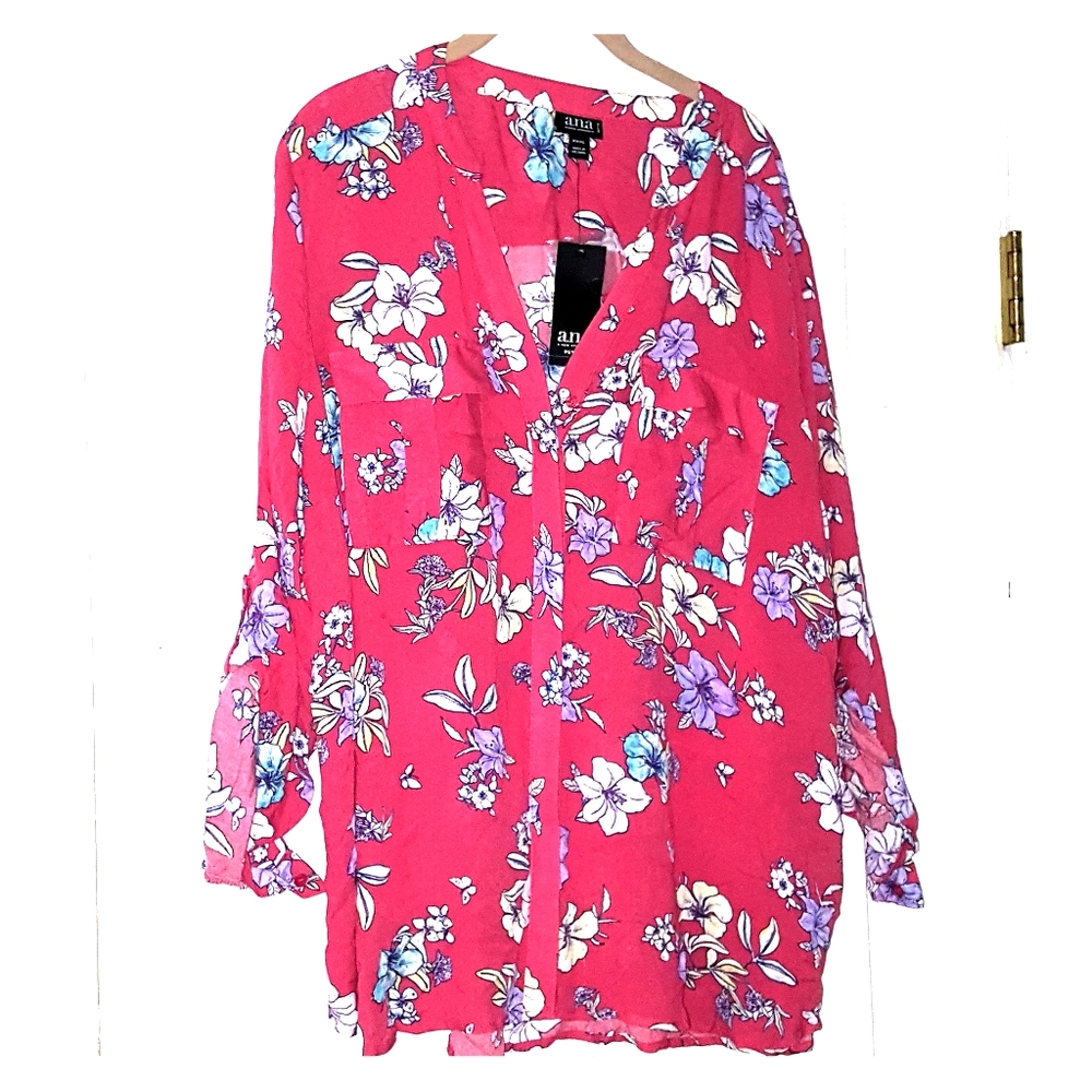A.n.a Darby floral berry blouse
